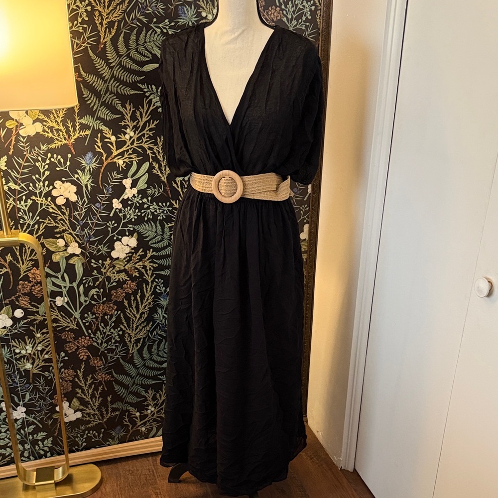 Black Maxi Dress with Belt